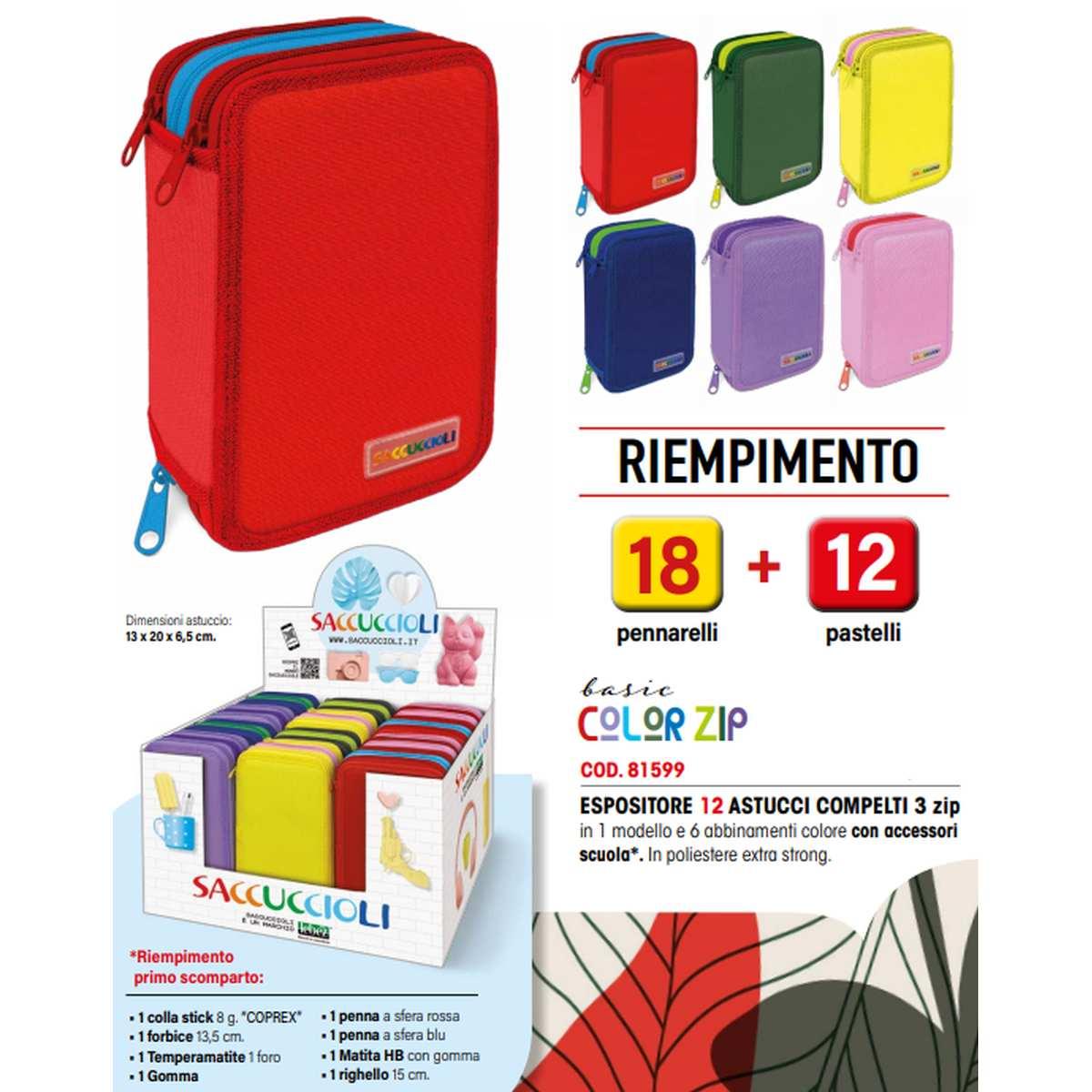 Lebez - astuccio completo 3 zip monocolore