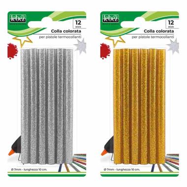 Lebez - colla colorata glitterata - Ø 7 mm - 10 cm - 12 pz
