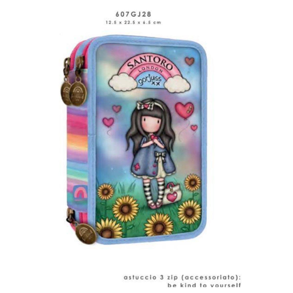 Santoro astuccio 3 zip accessoriato gorjuss