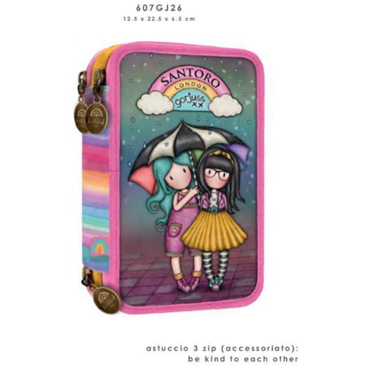 Santoro astuccio 3 zip accessoriato gorjuss