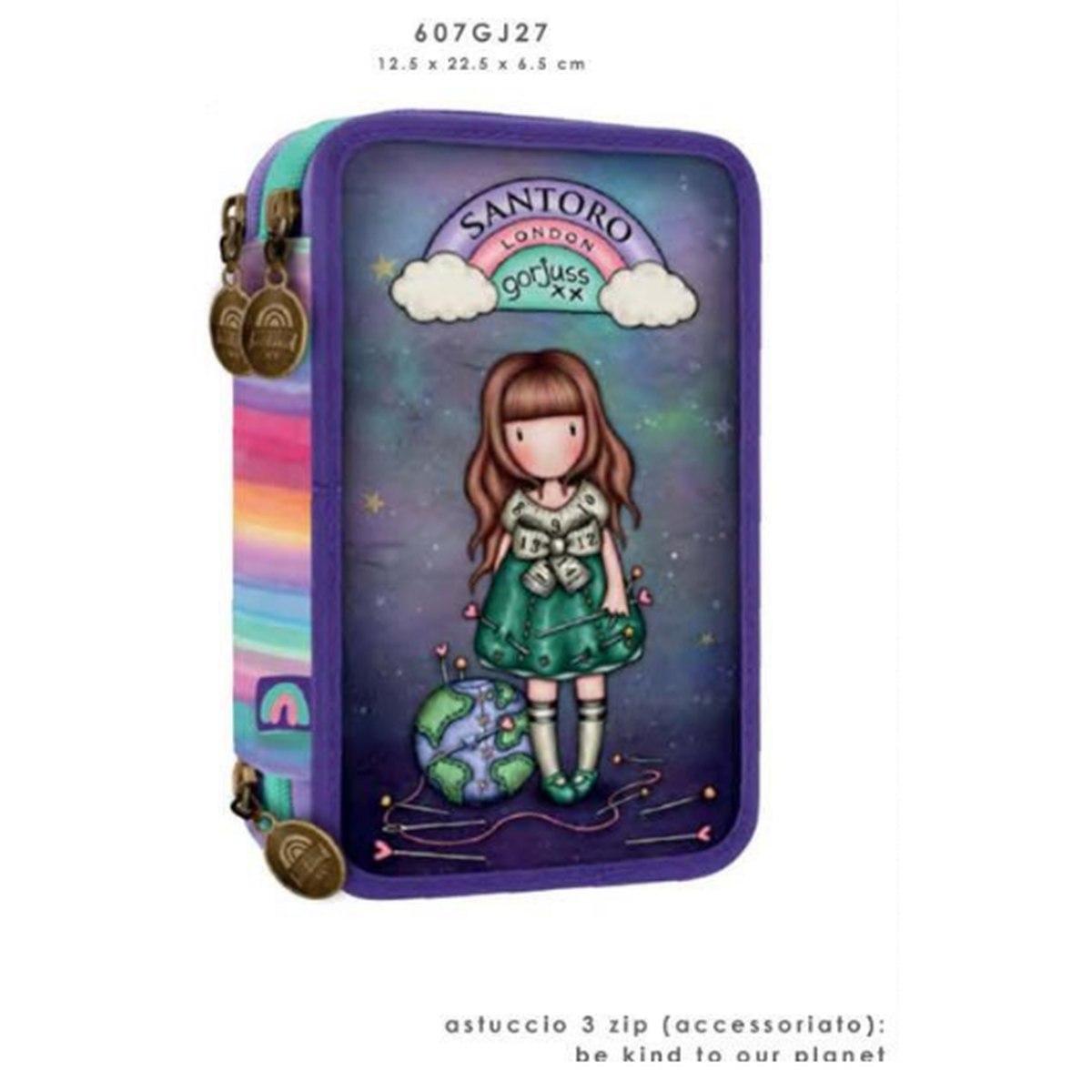 Santoro astuccio 3 zip accessoriato gorjuss
