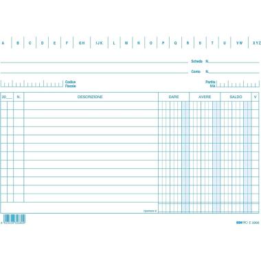 Edipro - scheda dare/avere/saldo - 15 x 21 cm - 100 pz. - blu