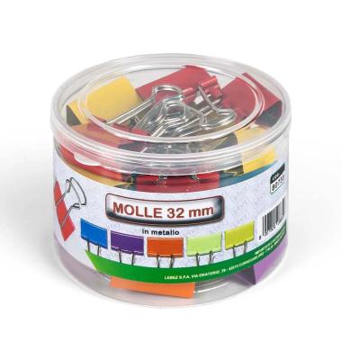 Lebez - molle colorate double clip 32 mm in metallo - 24 pezzi