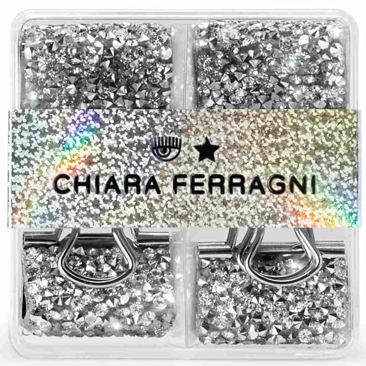 Pigna - molla fermacarte double clips con strass chiara ferragni set 4 pz