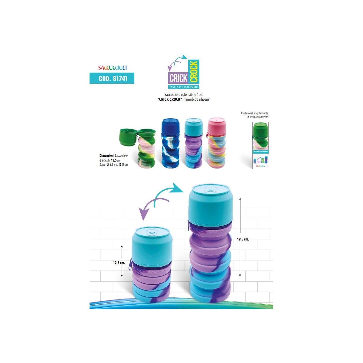 Saccucciolo estensibile 1 zip crick crock in morbido silicone - lattine