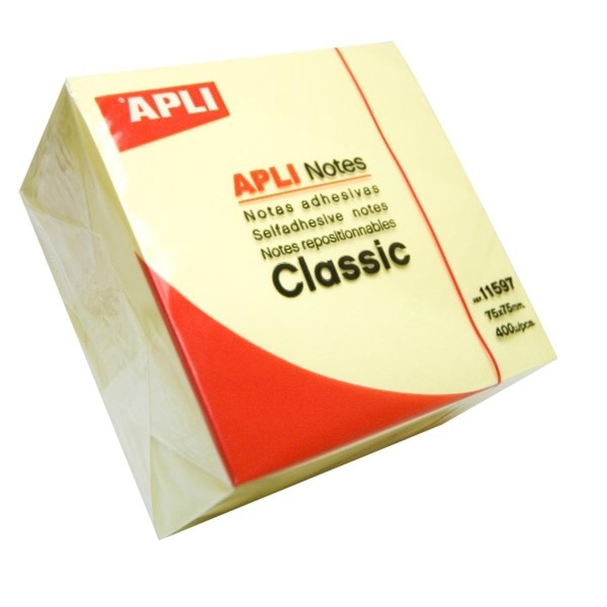 Apli - cubo notes adesivi - giallo neon - 75 x 75 mm - 400 fg