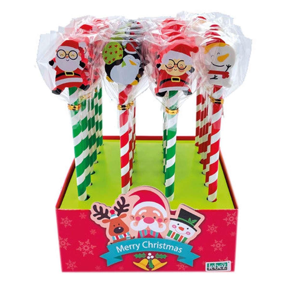 Lebez - matita con top in gomma natalizia - 4 soggetti assortiti