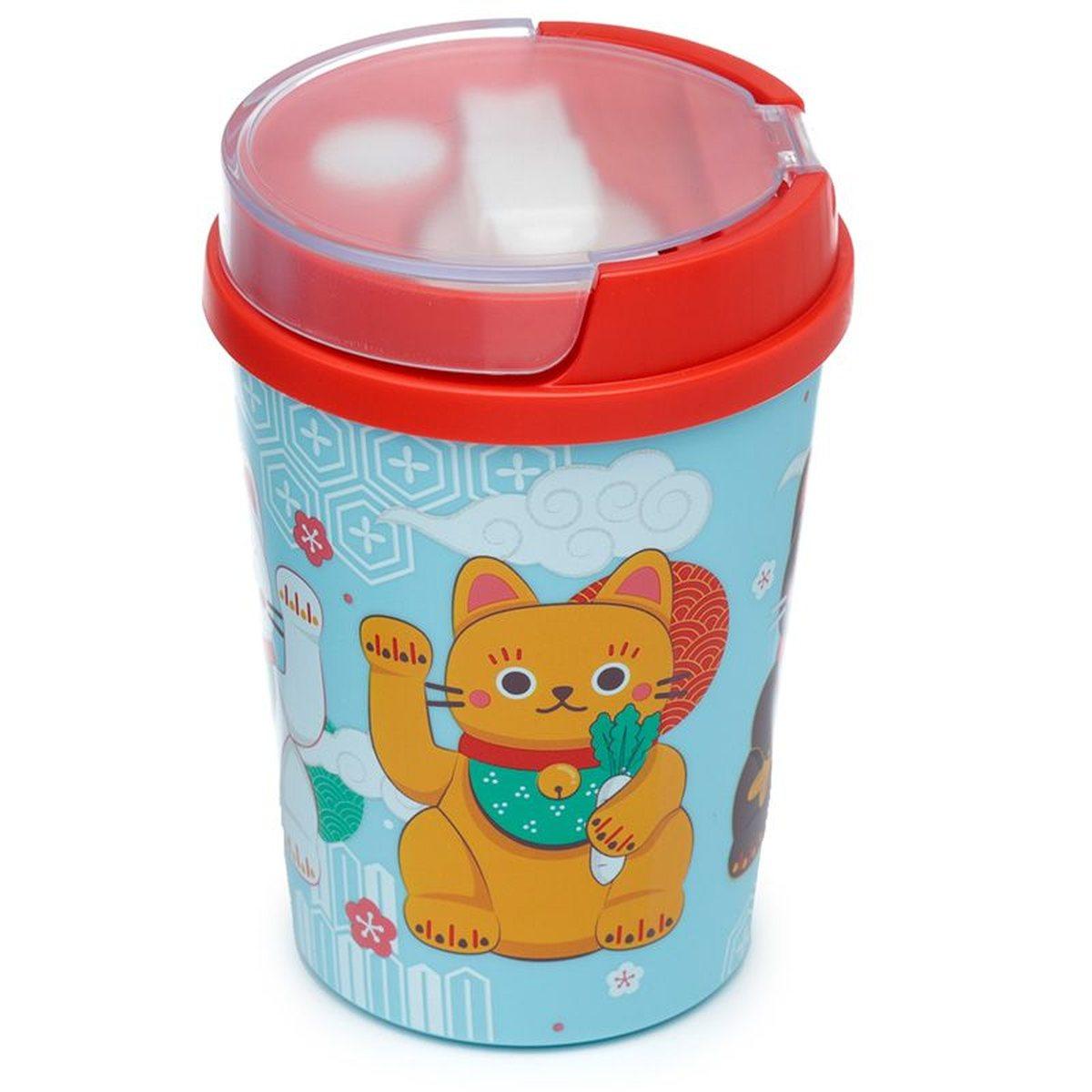 Contenitore con posate 500ml - gatto maneki neko