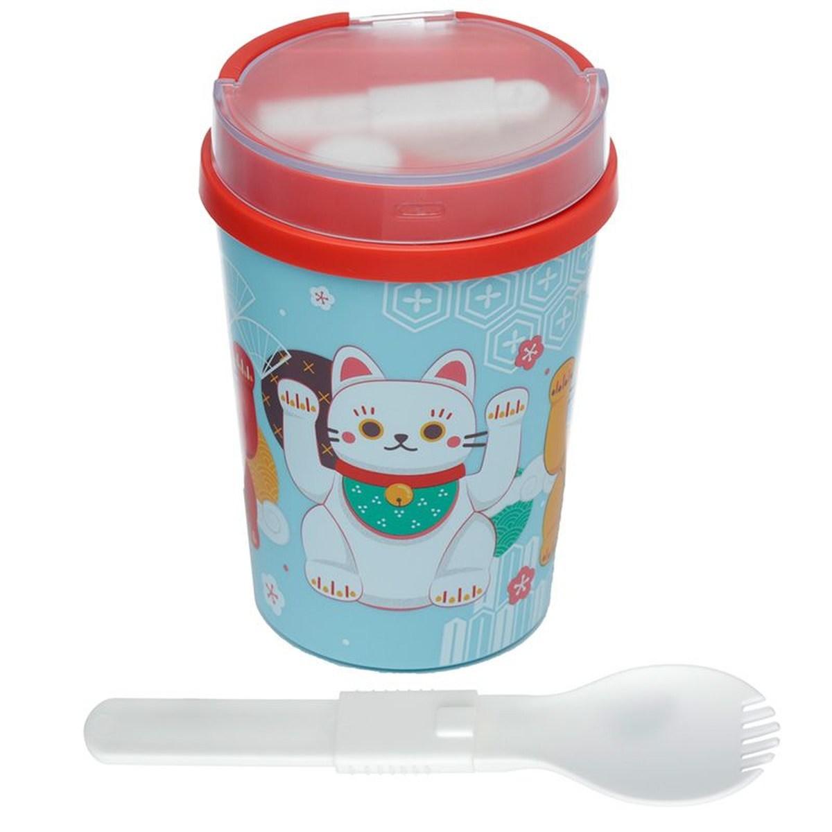 Contenitore con posate 500ml - gatto maneki neko
