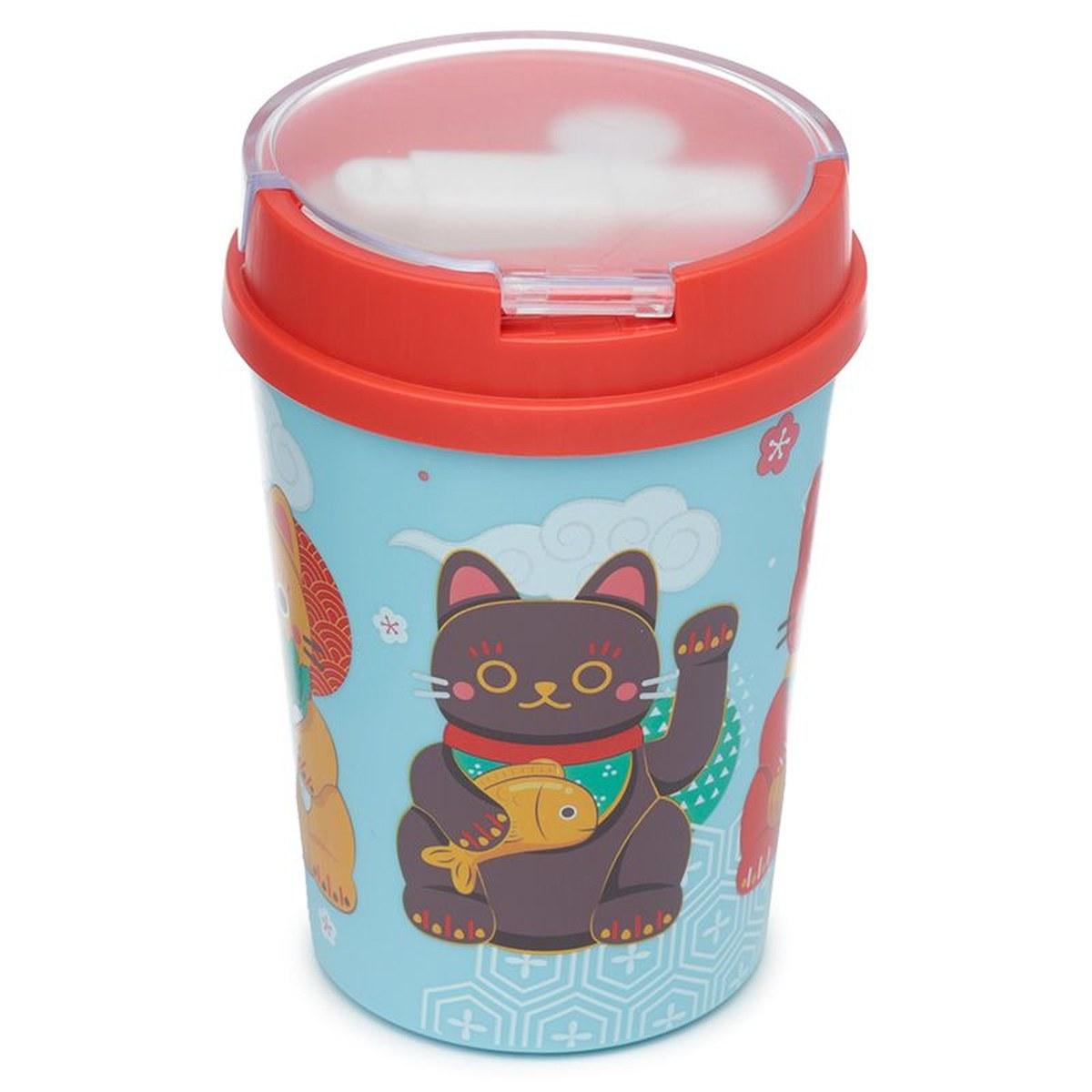 Contenitore con posate 500ml - gatto maneki neko