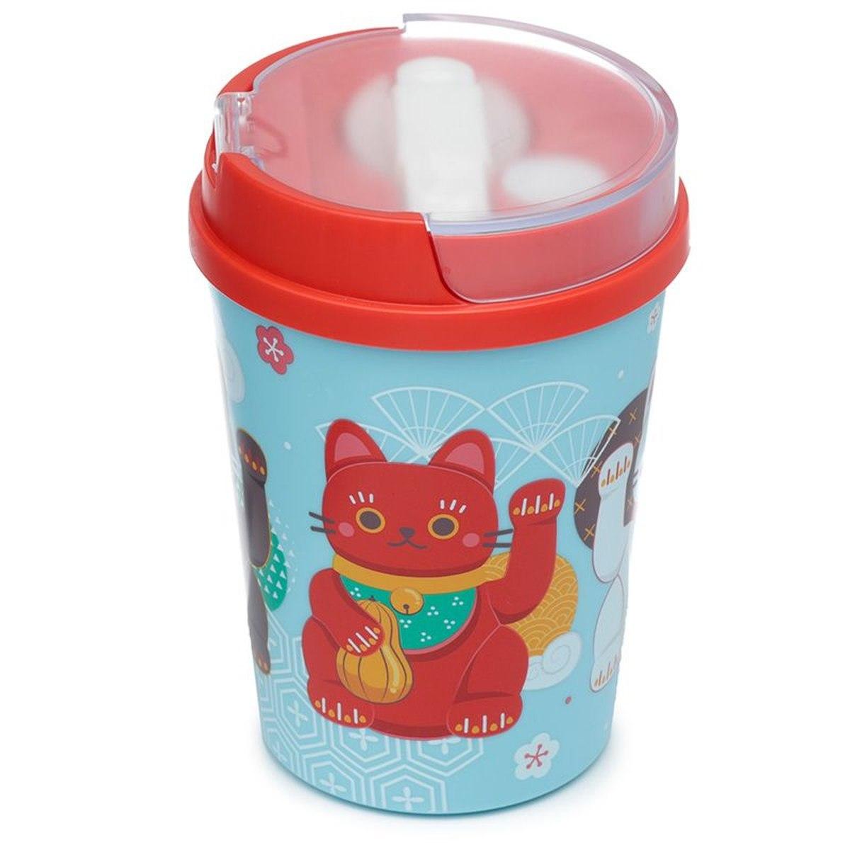 Contenitore con posate 500ml - gatto maneki neko