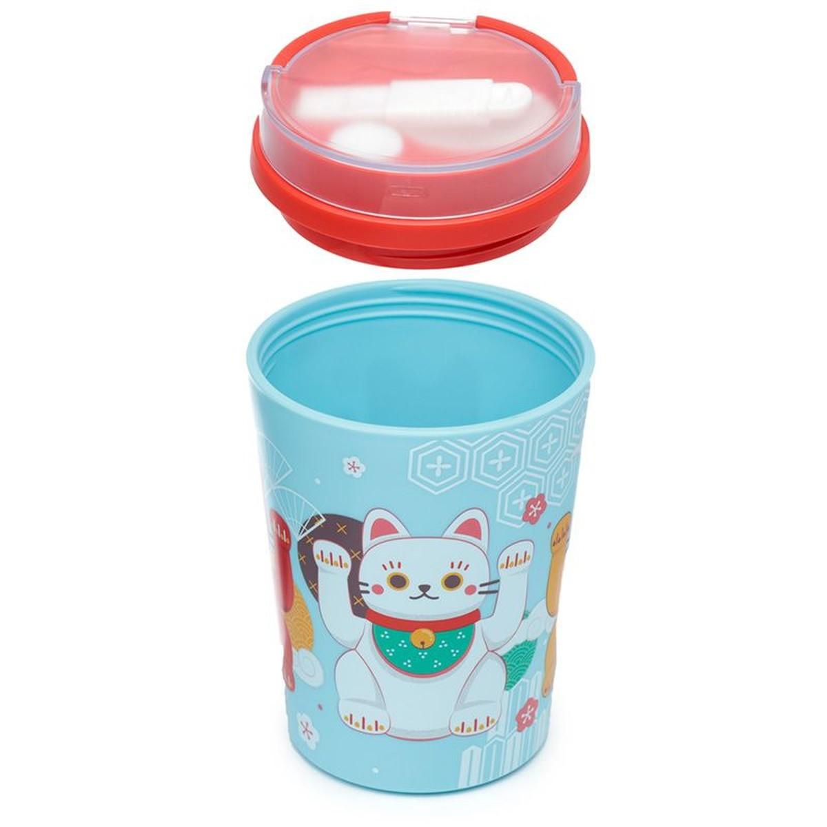 Contenitore con posate 500ml - gatto maneki neko