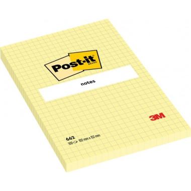 Post-it notes 662 - quadretti - 100 fg - 102 x 152 mm - giallo
