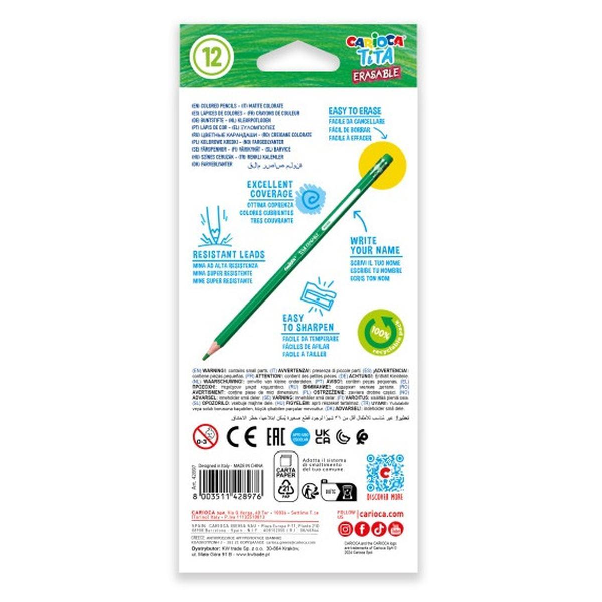 Carioca matite cancellabili esagonali tita - 12 pz