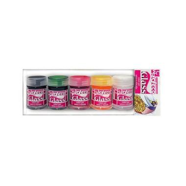 DECO COLORI PER VETRO/METALLO - 5 FLACONI ML.35 - COL.PRIMARI