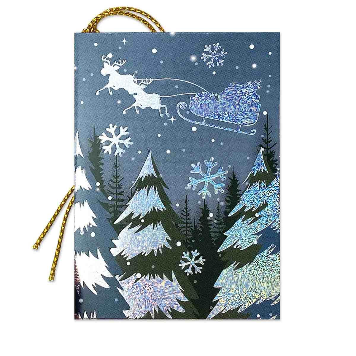 Lebez segnapacchi natale in cartoncino effetto iridescente - set da 4 pz