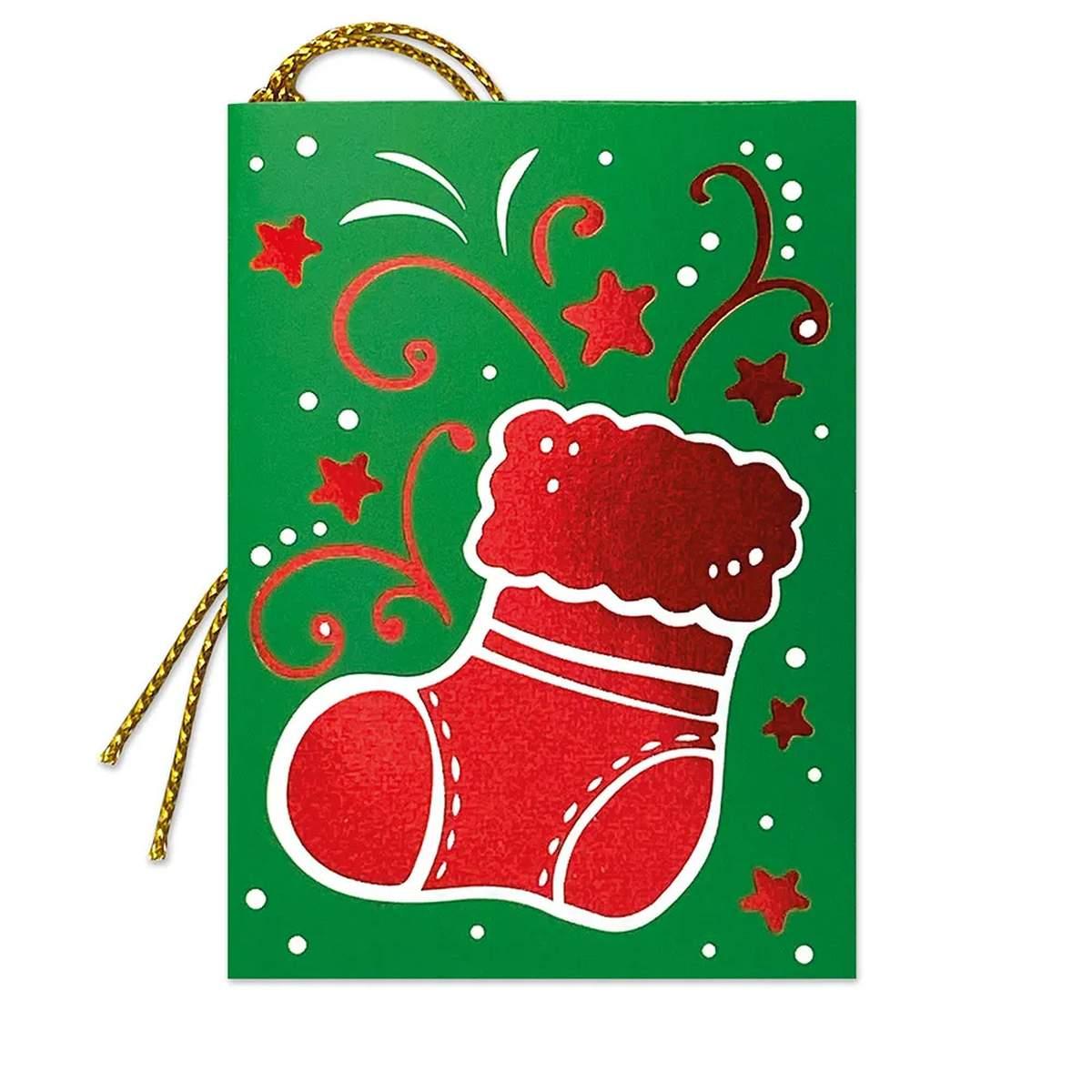 Lebez segnapacchi natale in cartoncino effetto iridescente - set da 4 pz