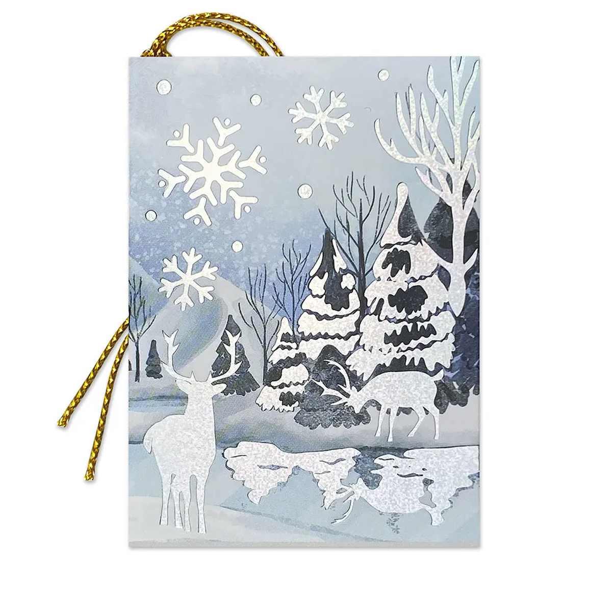 Lebez segnapacchi natale in cartoncino effetto iridescente - set da 4 pz