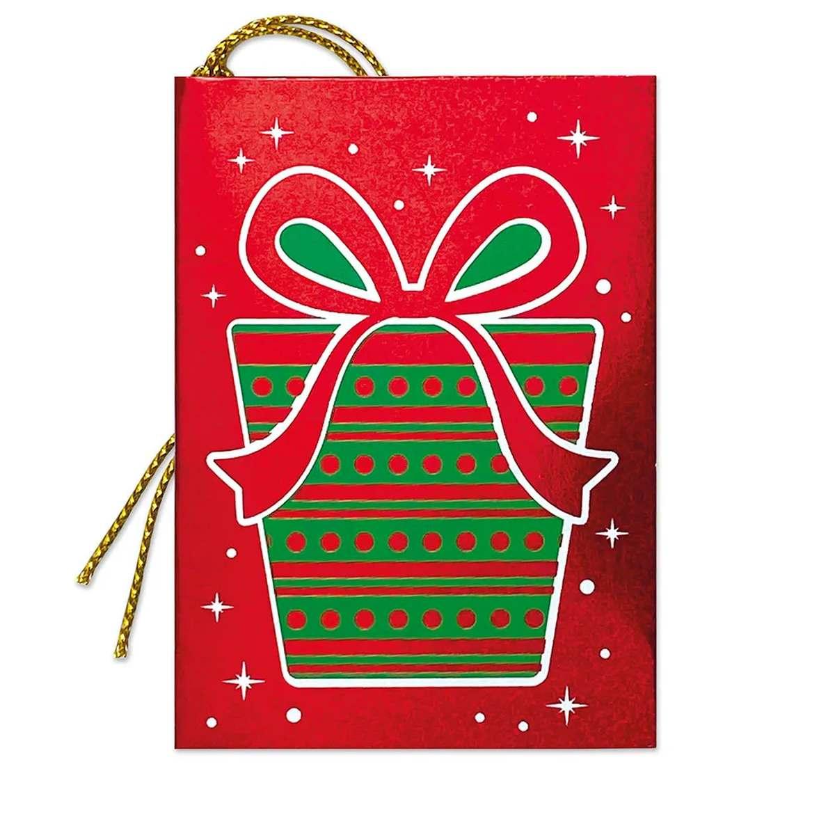 Lebez segnapacchi natale in cartoncino effetto iridescente - set da 4 pz