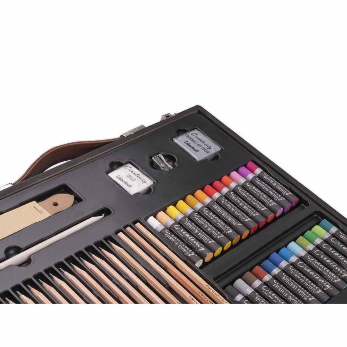 Colourbook - set disegno valigetta legno creativity essential drawing 83 pezzi