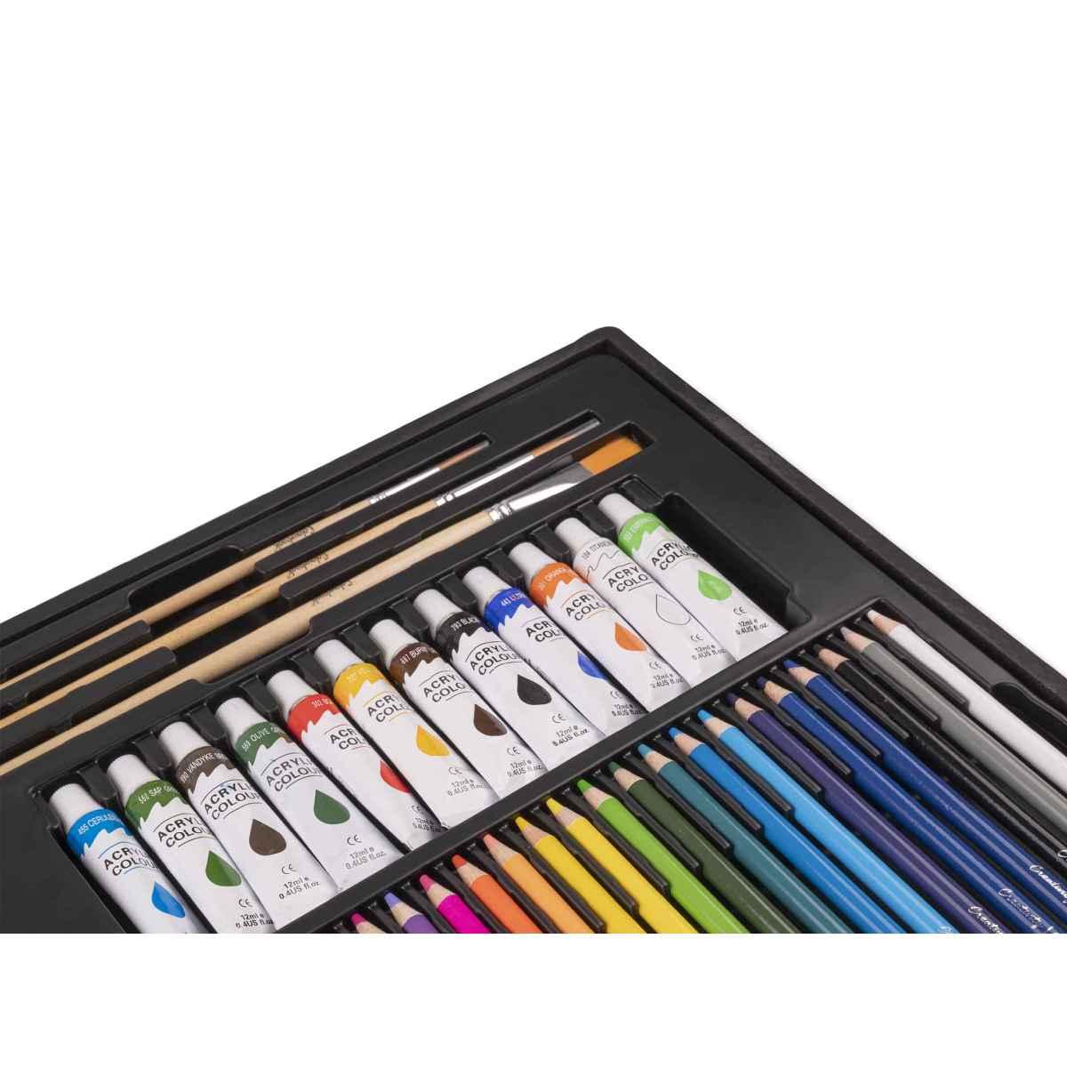 Colourbook - set disegno valigetta legno creativity essential drawing 83 pezzi