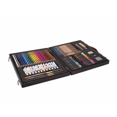 Colourbook - set disegno valigetta legno creativity essential drawing 83 pezzi