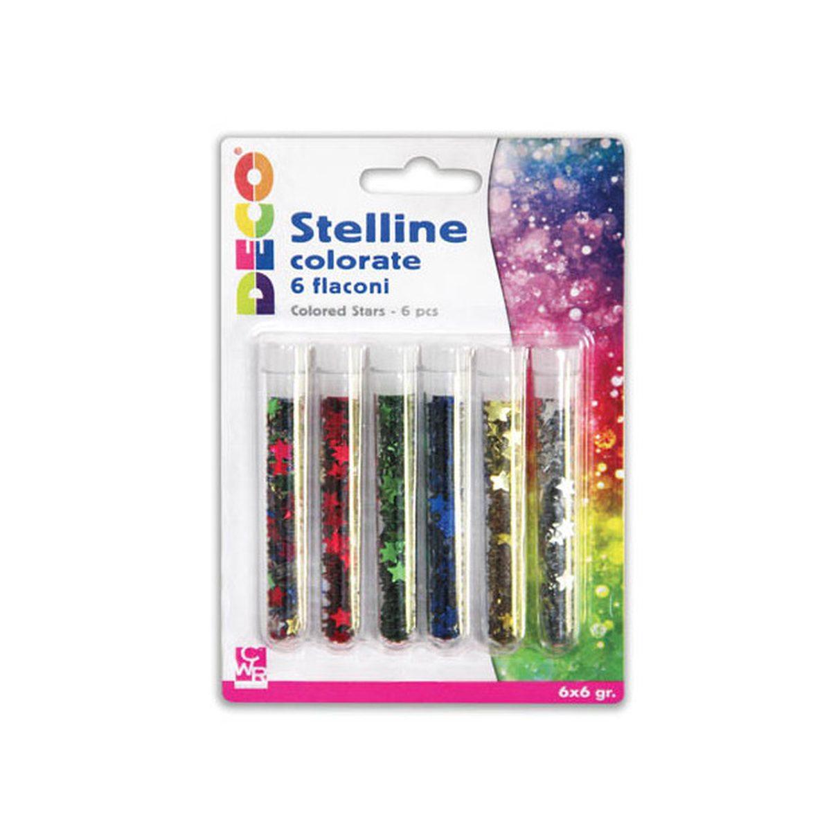 Deco - stelline metallizzate 6 flaconi ml 12 in blister colori assortiti