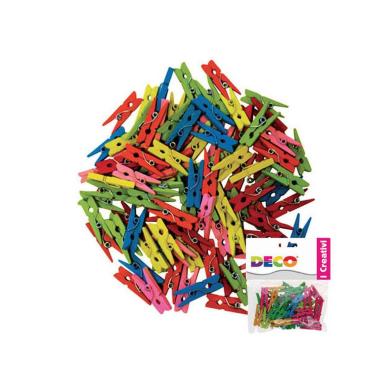 Deco - mollette in legno - fluo - 45 pz - 25 mm