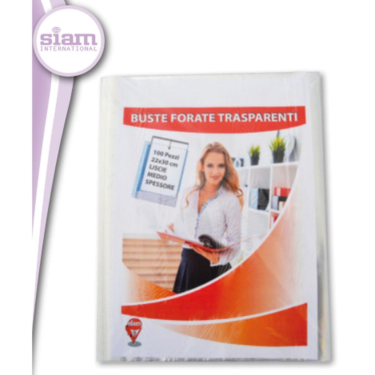 Siam - buste a4 forate trasparenti - spessore medio - 50 pz -