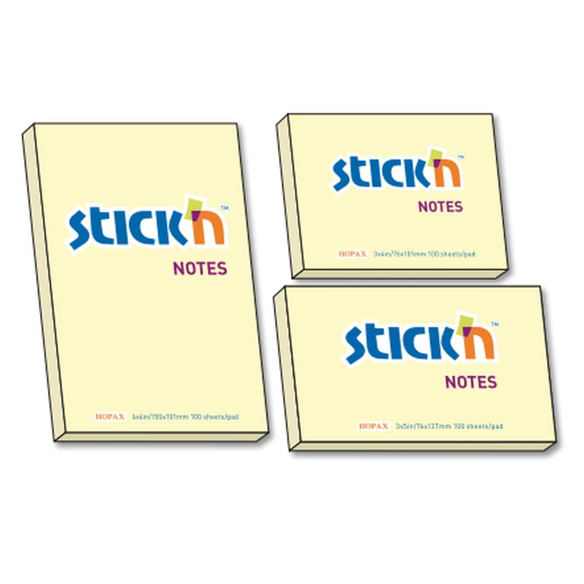 Stick'n - foglietti adesivi rimovibili - 102 x 152 mm - 100 fg - giallo
