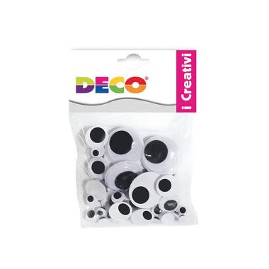 Deco - occhietti mobili adesivi - tondo - assortiti - 50 pz