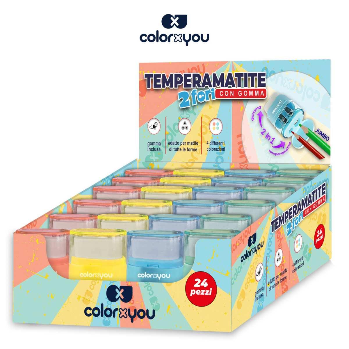 Colorxyou - temperino 2 fori con gomma