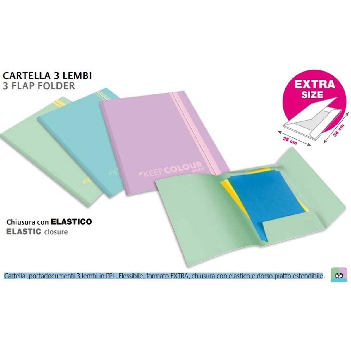 Arda - cartella portadocumenti 3 lembi in ppl - colore pastello