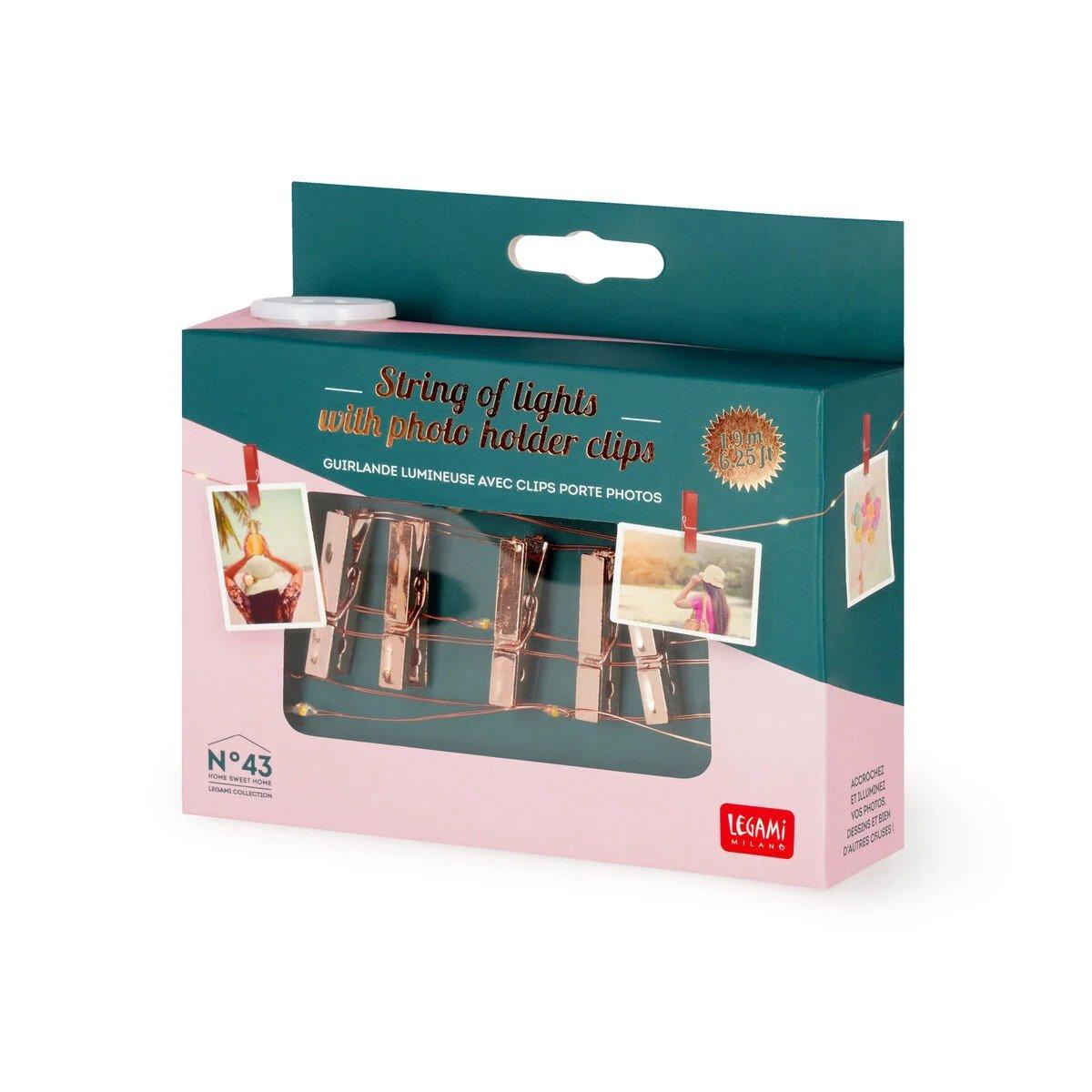 Legami filo di luci decorative con clip portafoto