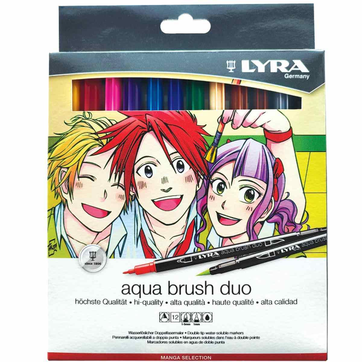 Lyra graduate manga - set 12 pennarelli doppia punta aqua brush duo
