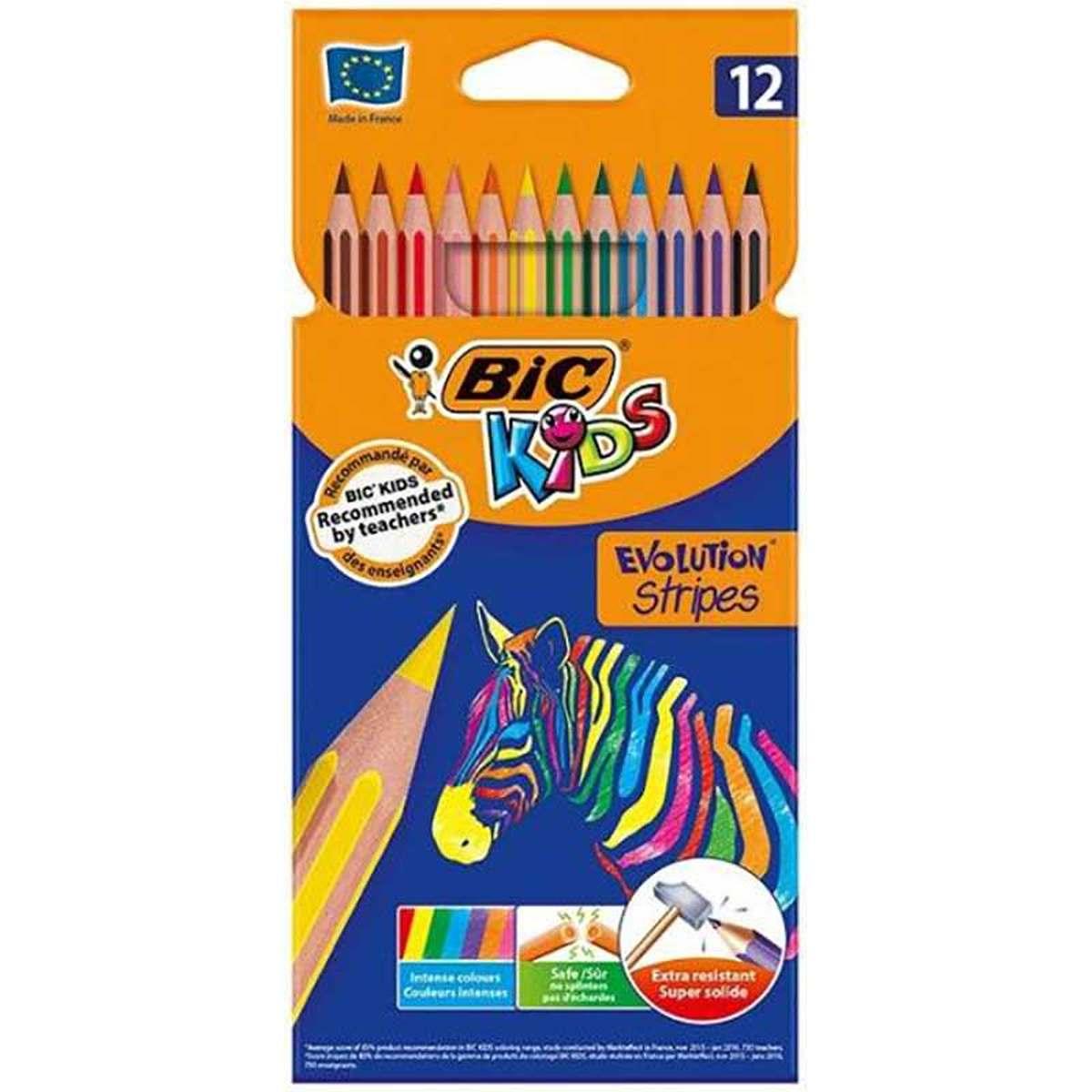 Bic kids pastelli evolution stripes - 12 pz