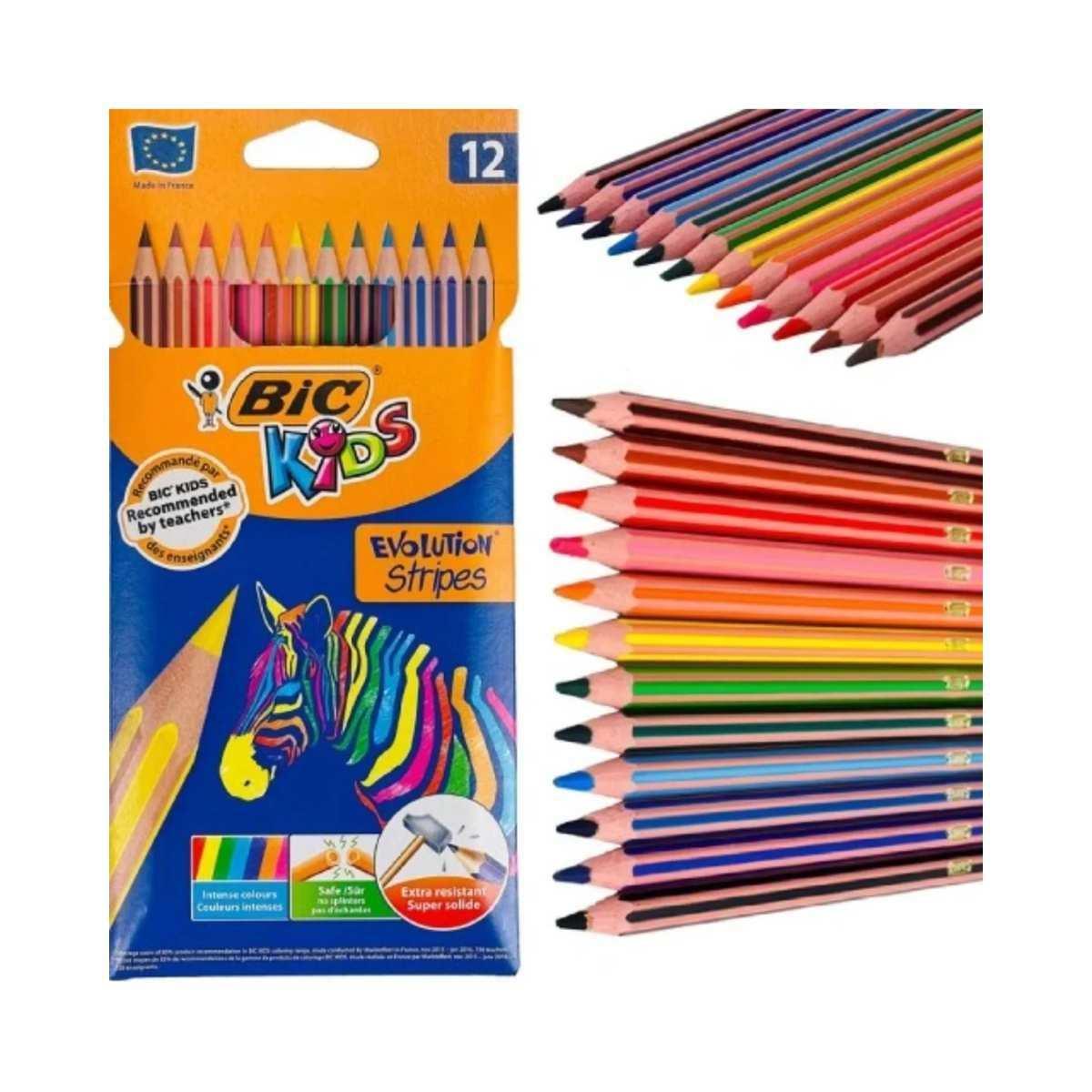 Bic kids pastelli evolution stripes - 12 pz