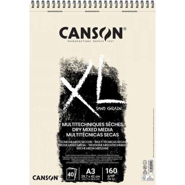 Canson - album disegno spirale - xl sand grain naturale - a3 - 40 ff - 160gr