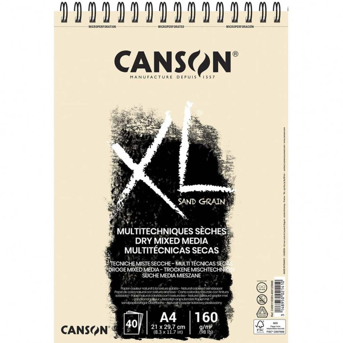 Canson - album disegno spirale - xl sand grain naturale - a4 - 40 ff - 160gr