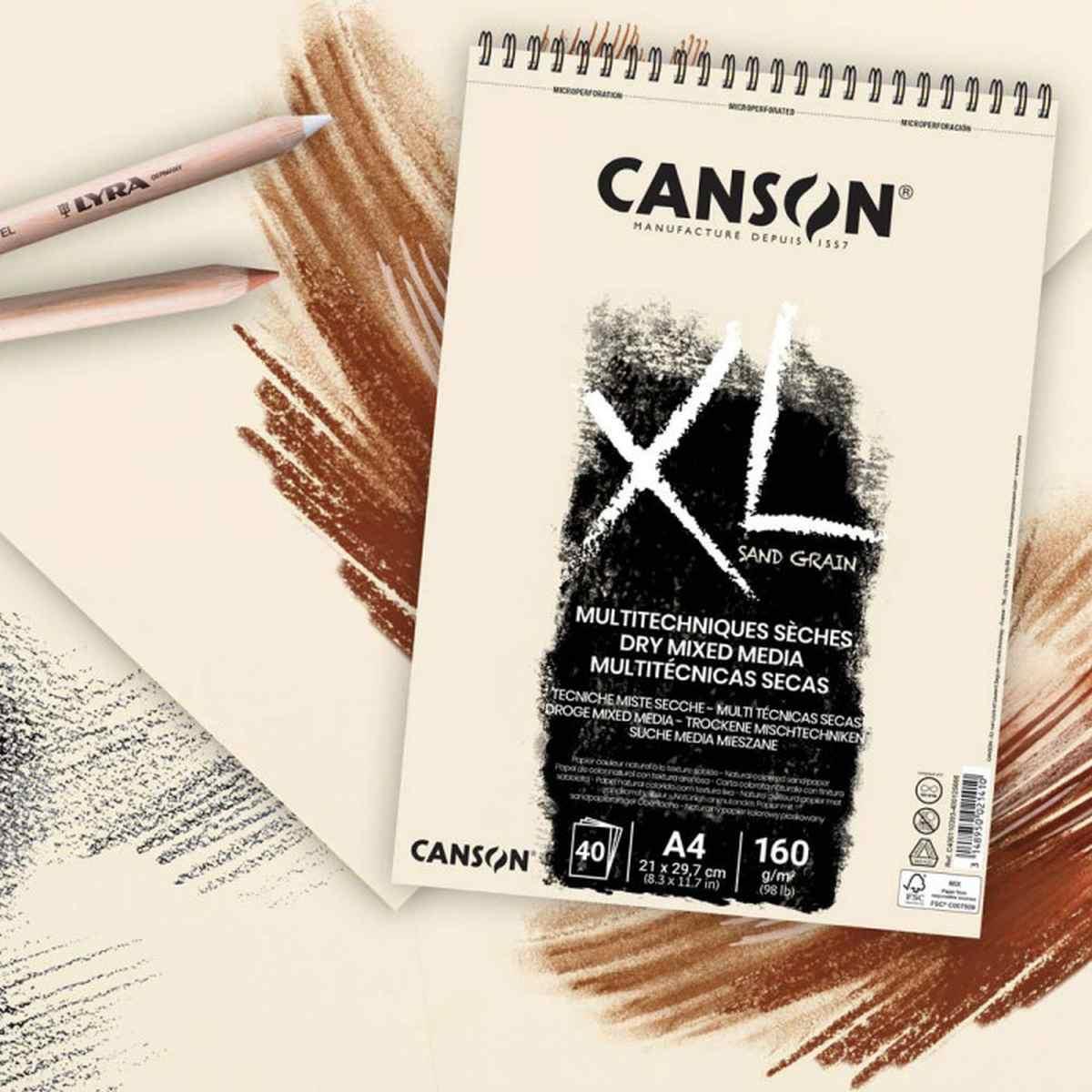 Canson - album disegno spirale - xl sand grain naturale - a4 - 40 ff - 160gr