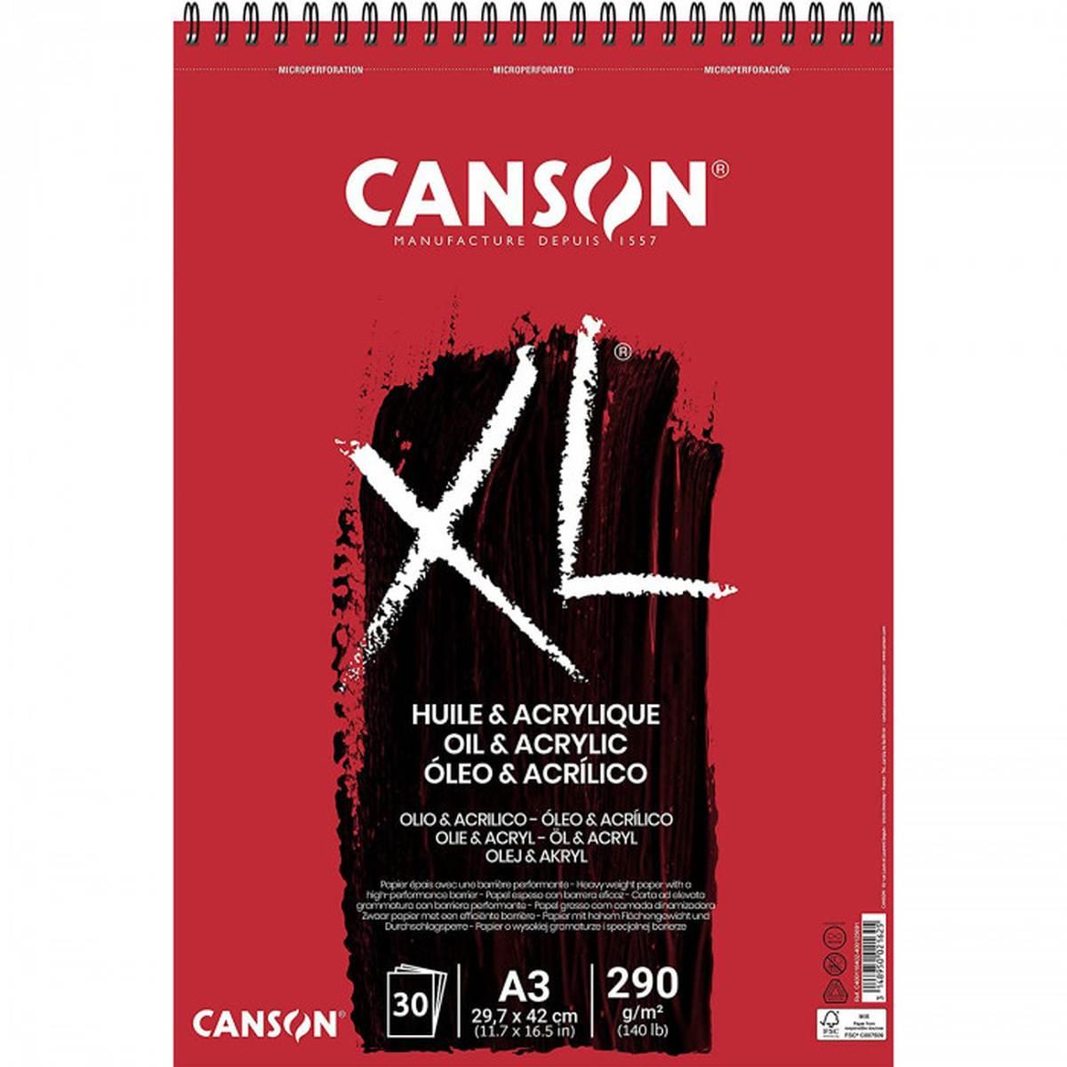 Canson - album disegno spirale xl huile & acrylique - a3 - 30 fg - 290 gr