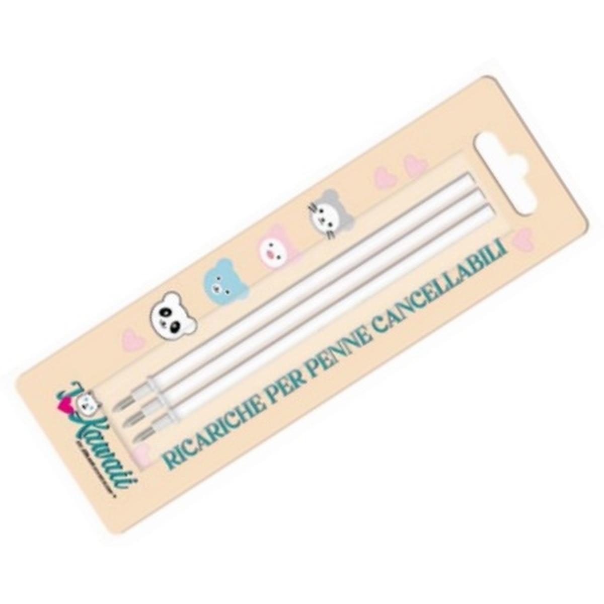 Ricarica penna cancellabile kawaii - set 3 pz