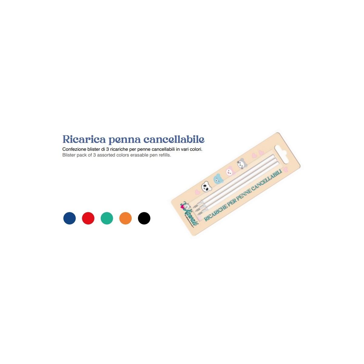 Ricarica penna cancellabile kawaii - set 3 pz