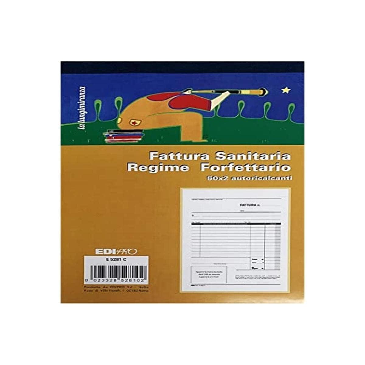 Edipro - blocco fattura sanitaria regime forfetta - 50x2 autoricalcante