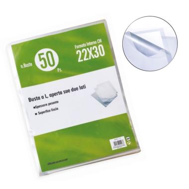 DATAZONE - BUSTE TRASPARENTI A "L" - 22 X 30 CM - PESANTE LUCIDA - 50 PZ