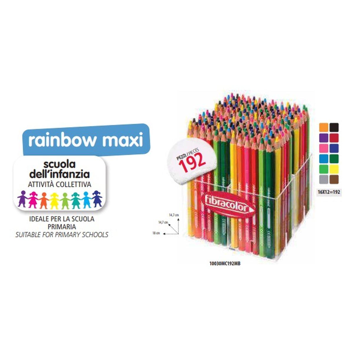 Fibracolor rainbow maxi - pastelli punta grossa - multiscatola 192 pz