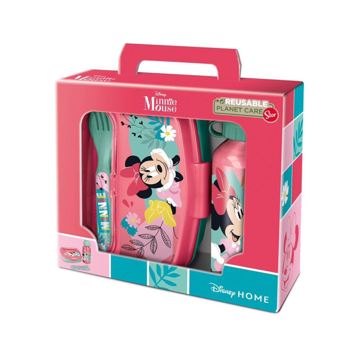 Minnie gift box borraccia all. 400 ml + portamerenda con posate