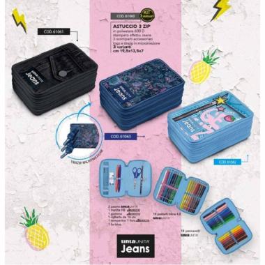Astuccio 3 zip tintaunita jeans