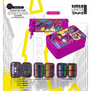Astuccio 3 zip tintaunita teen