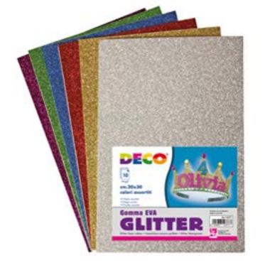 DECO GOMMA CREPP GLITTER - FOGLIO DA CM.20 X 30 - COLORI ASSORTITI